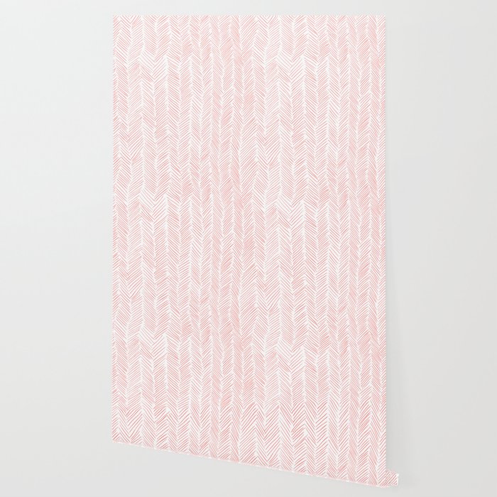 Living Coral Herringbone Wallpaper Gallery Image 2