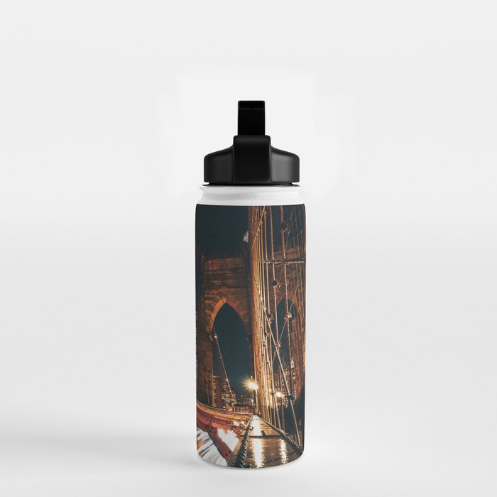 Brooklyn Bridge and Manhattan skyline in New York City at night Water Bottle Gallery Image 2
