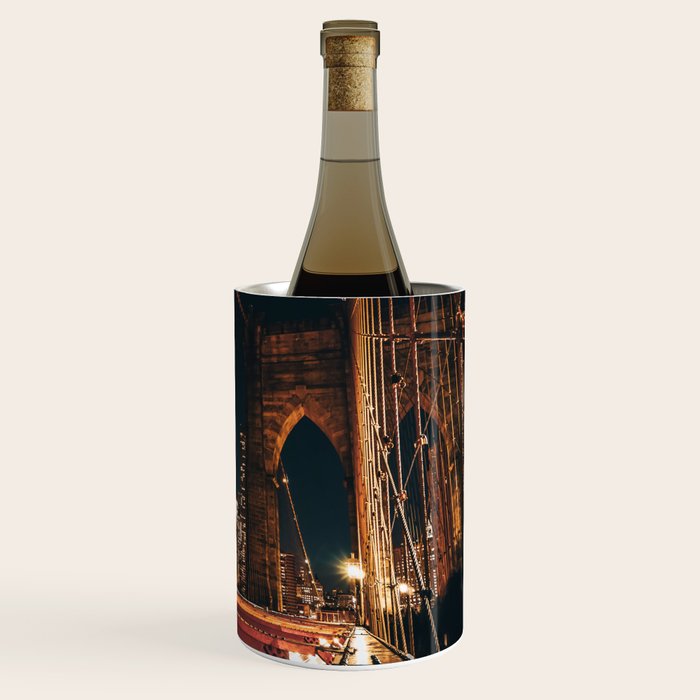 Brooklyn Bridge and Manhattan skyline in New York City at night Wine Chiller Gallery Image 3