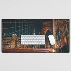 Brooklyn Bridge and Manhattan skyline in New York City at night Desk Mat Gallery Image 1