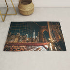 Brooklyn Bridge and Manhattan skyline in New York City at night Rug Gallery Image 1