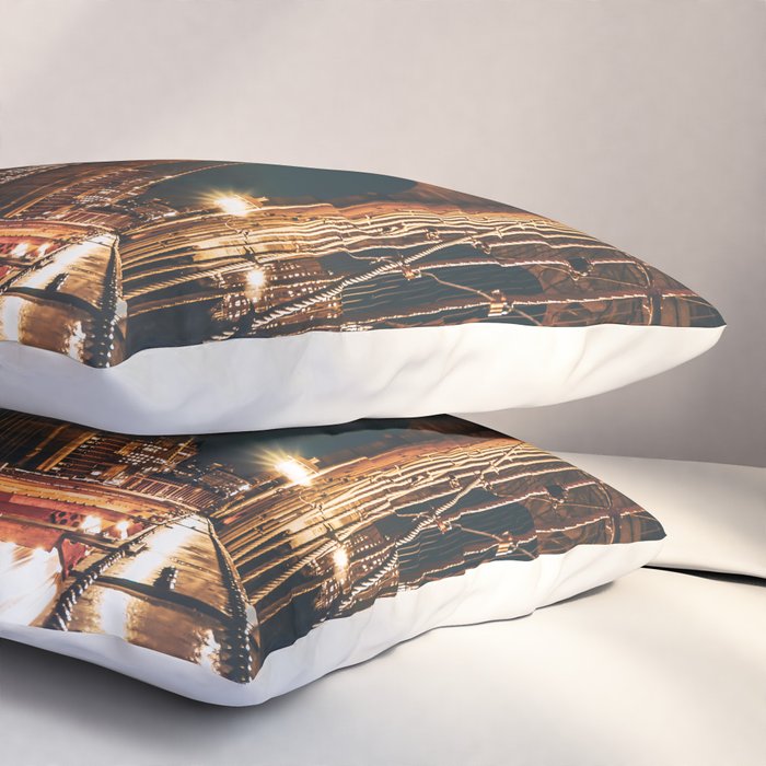 Brooklyn Bridge and Manhattan skyline in New York City at night Pillow Sham Gallery Image 3