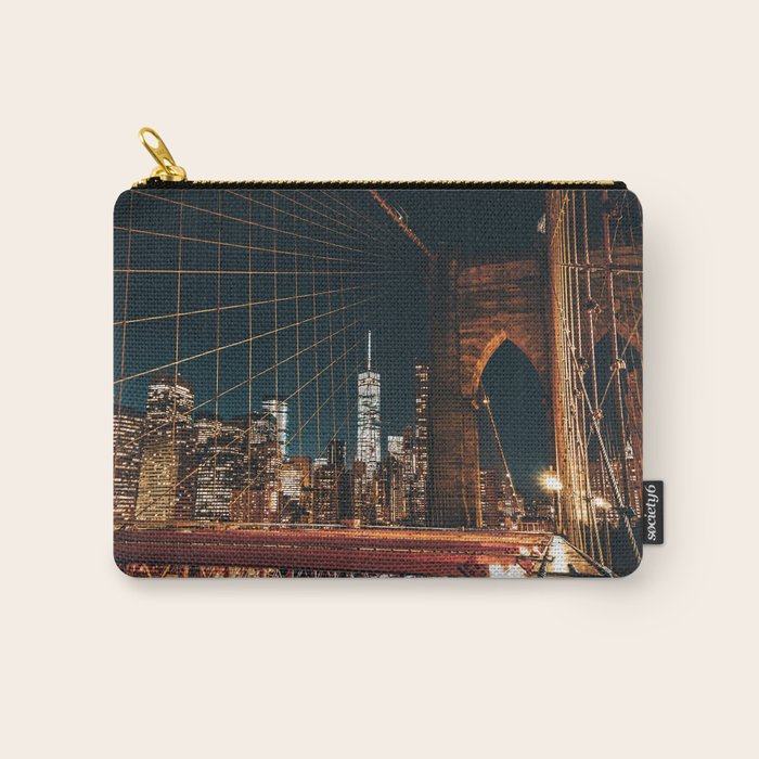 Brooklyn Bridge and Manhattan skyline in New York City at night Carry All Pouch Gallery Image 1