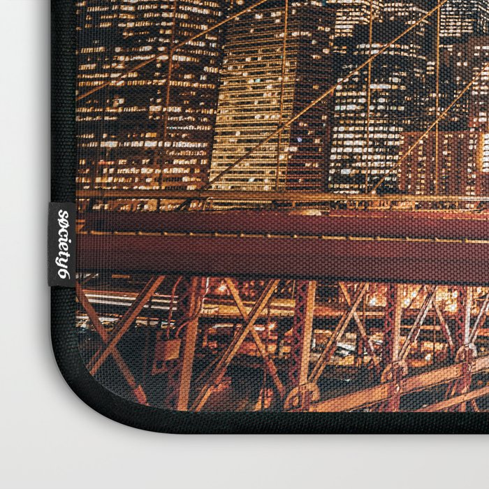 Brooklyn Bridge and Manhattan skyline in New York City at night Laptop Sleeve Gallery Image 3
