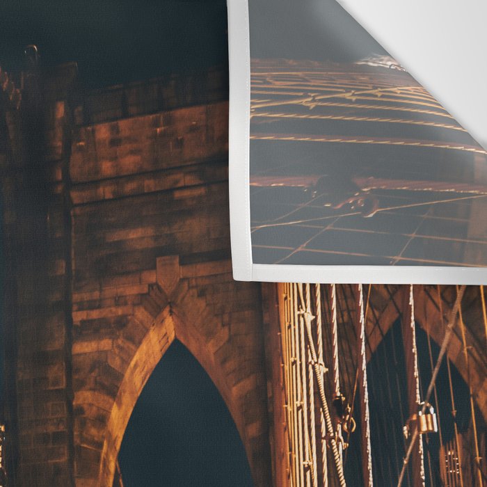 Brooklyn Bridge and Manhattan skyline in New York City at night Wall Tapestry Gallery Image 3