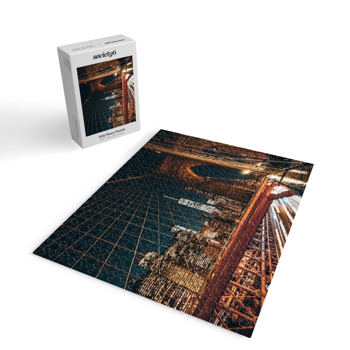 Brooklyn Bridge and Manhattan skyline in New York City at night Jigsaw Puzzle Gallery Image 2