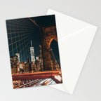 Brooklyn Bridge and Manhattan skyline in New York City at night Stationery Card Gallery Image 2