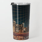 Brooklyn Bridge and Manhattan skyline in New York City at night Travel Mug Gallery Image 3