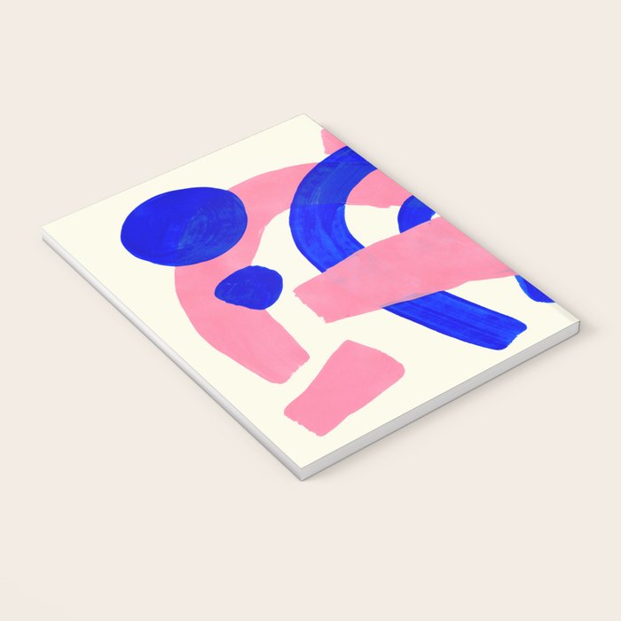 Blue Pink Fun Colorful Mid Century Modern Abstract Painting Shapes Pattern Notebook Gallery Image 3