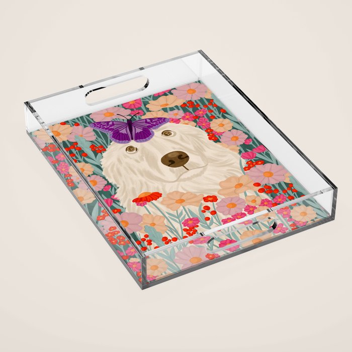Butterfly Blossoms and a Furry Friend Acrylic Tray Gallery Image 1