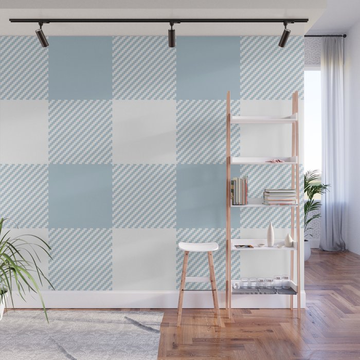 Baby Blue Buffalo Check Wall Mural Gallery Image 1