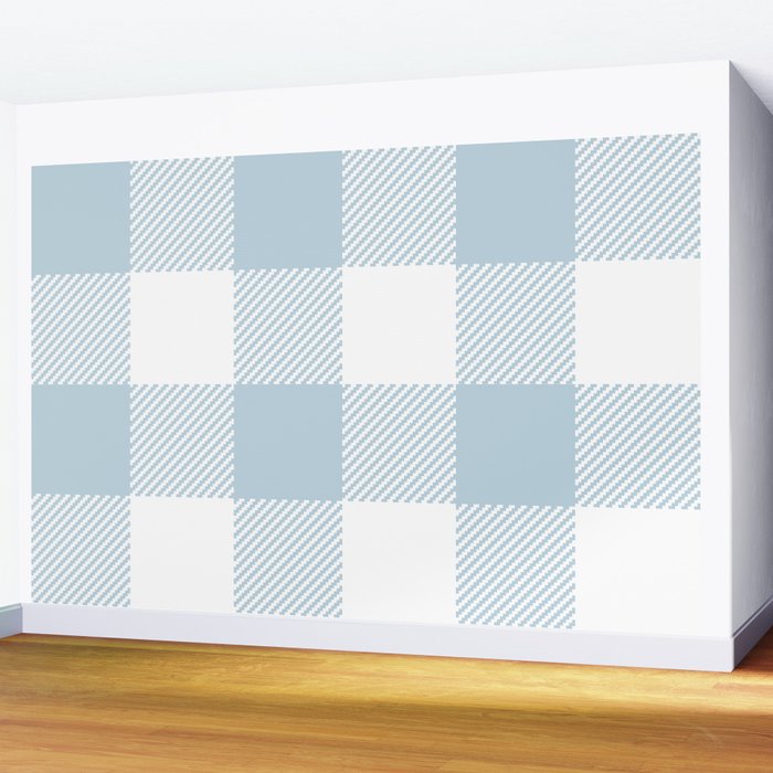 Baby Blue Buffalo Check Wall Mural Gallery Image 2