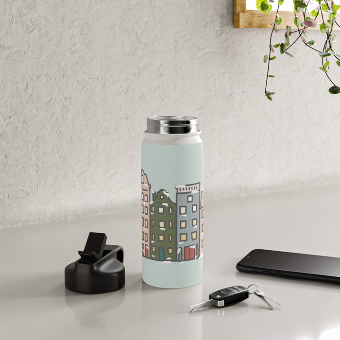 Snow Capped Row Houses Water Bottle Gallery Image 4