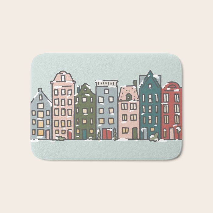 Snow Capped Row Houses Bath Mat Gallery Image 1