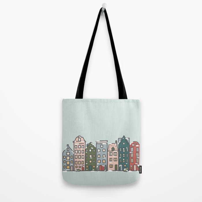 Snow Capped Row Houses Tote Bag Gallery Image 2