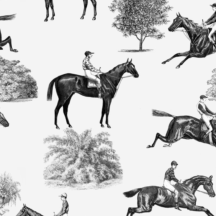 Horse Racing Black and White Toile Pattern  Coffee Mug Gallery Image 2