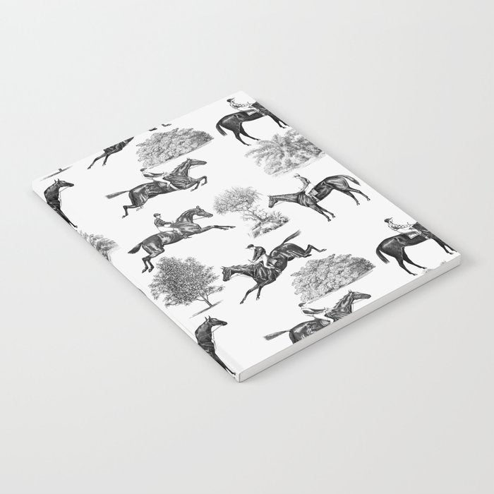 Horse Racing Black and White Toile Pattern  Notebook Gallery Image 2