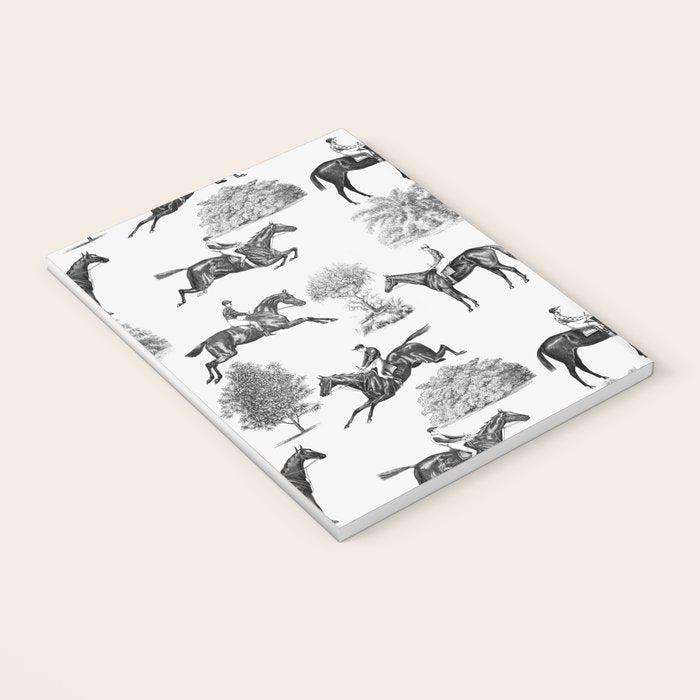 Horse Racing Black and White Toile Pattern  Notebook Gallery Image 3