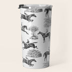Horse Racing Black and White Toile Pattern  Travel Mug Gallery Image 3