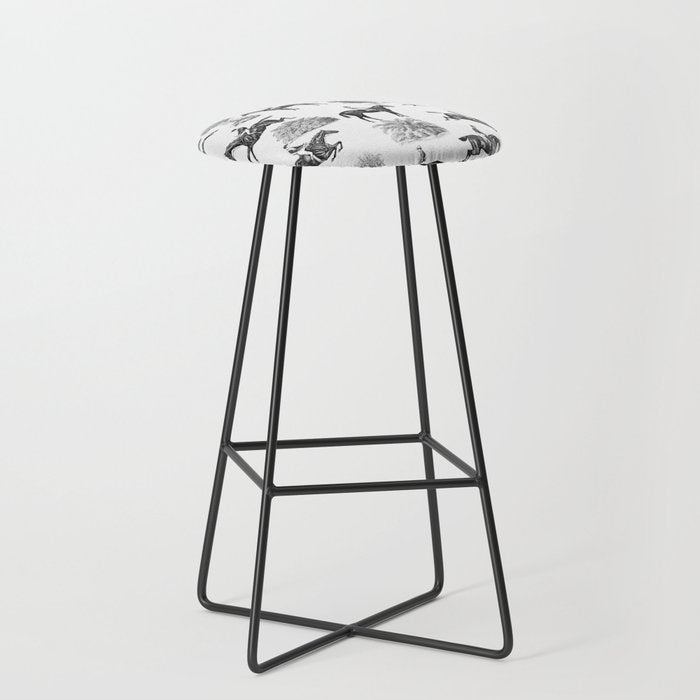 Horse Racing Black and White Toile Pattern  Stool Gallery Image 1