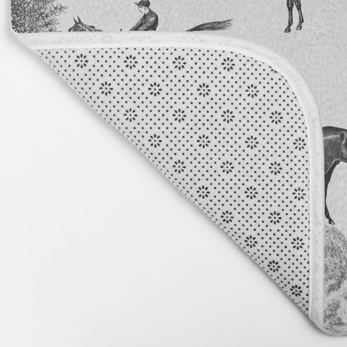 Horse Racing Black and White Toile Pattern  Bath Mat Gallery Image 2