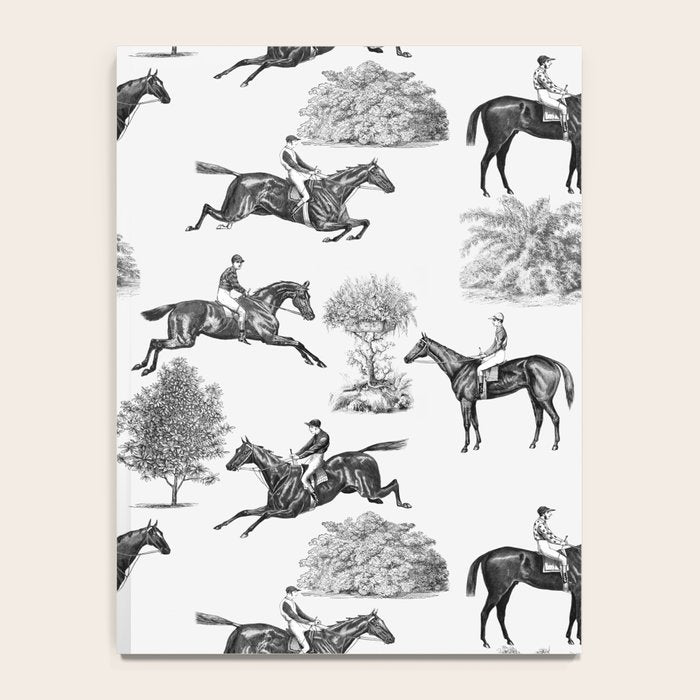 Horse Racing Black and White Toile Pattern  Notebook Gallery Image 4