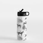 Horse Racing Black and White Toile Pattern  Water Bottle Gallery Image 1