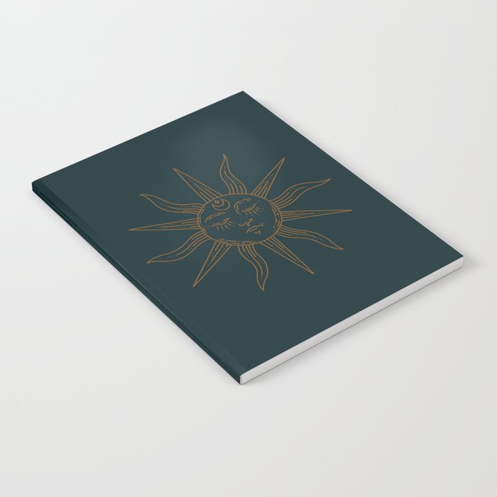 Boho Sun Drawing XXI Dark Teal Notebook Gallery Image 2