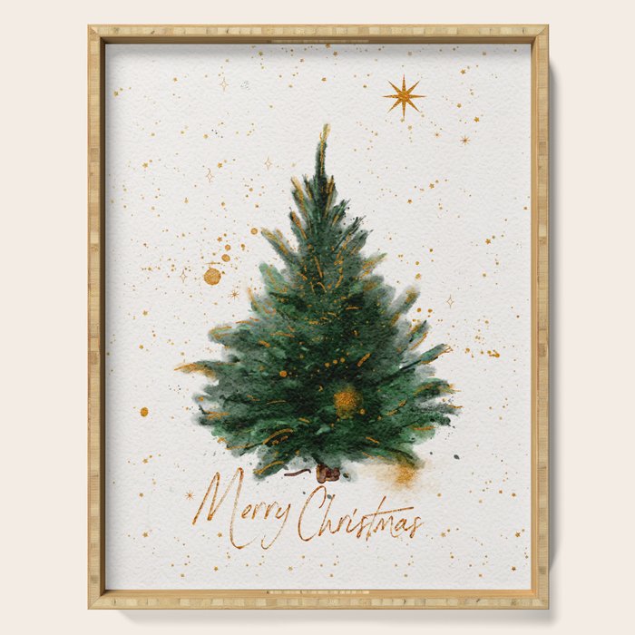 Vintage Merry Christmas Tree  Serving Tray Gallery Image 1