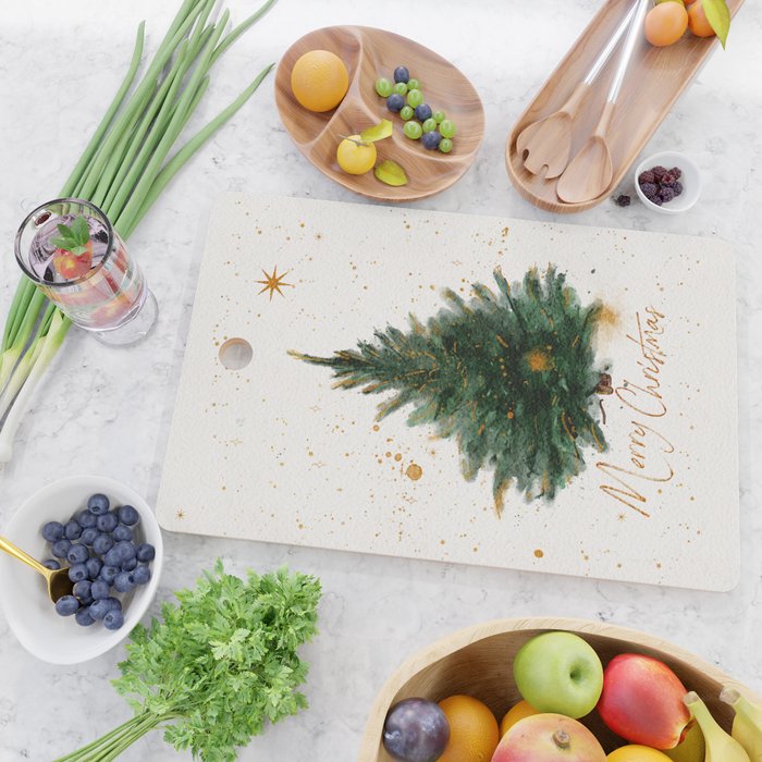 Vintage Merry Christmas Tree  Cutting Board Gallery Image 2