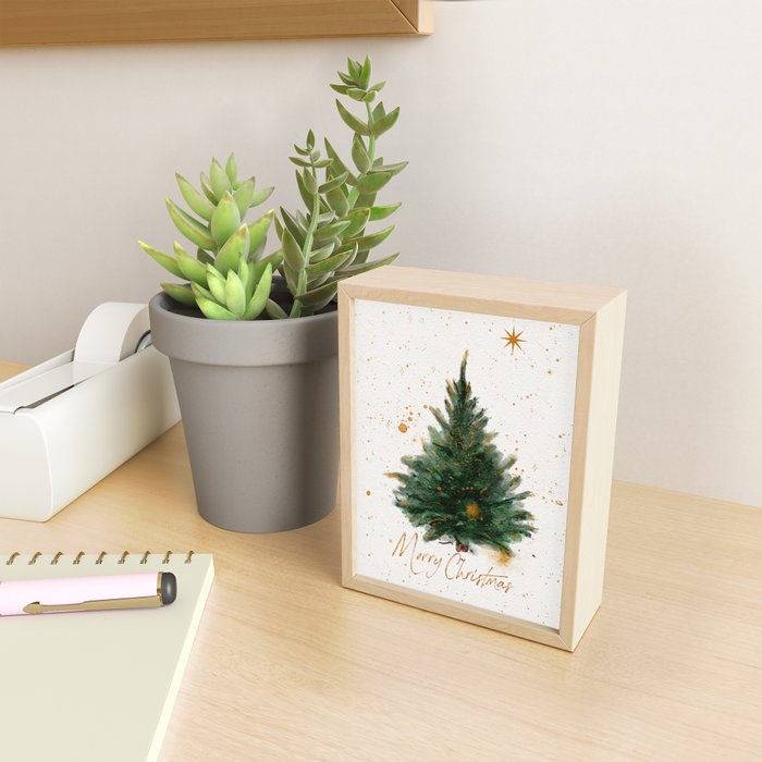 Vintage Merry Christmas Tree  Mini Art Print Gallery Image 2