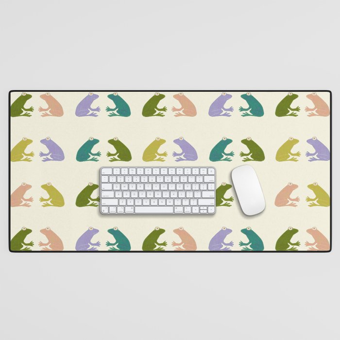Frog friends pattern on cream Desk Mat Gallery Image 1