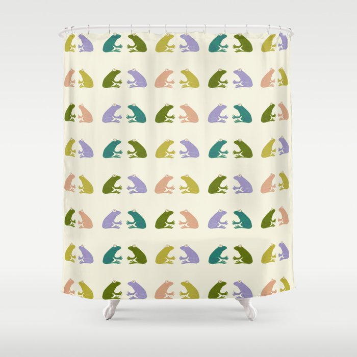 Frog friends pattern on cream Shower Curtain Gallery Image 1