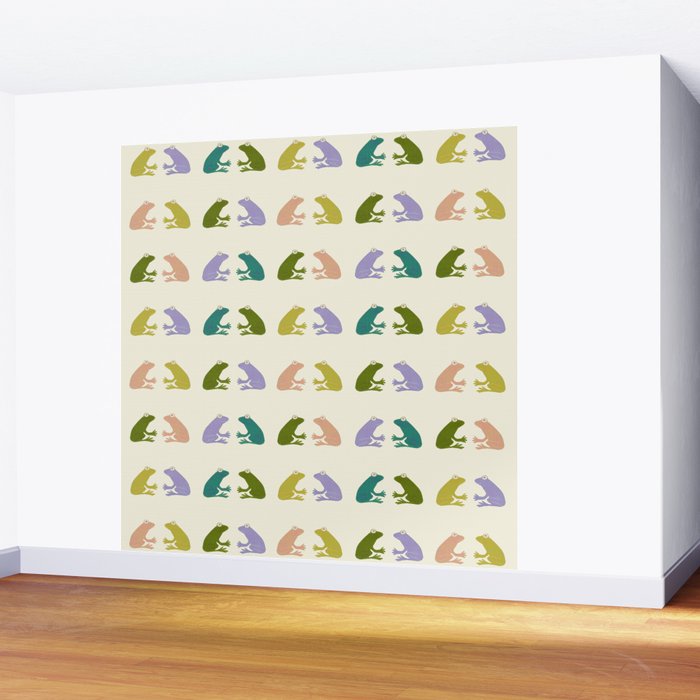 Frog friends pattern on cream Wall Mural Gallery Image 2