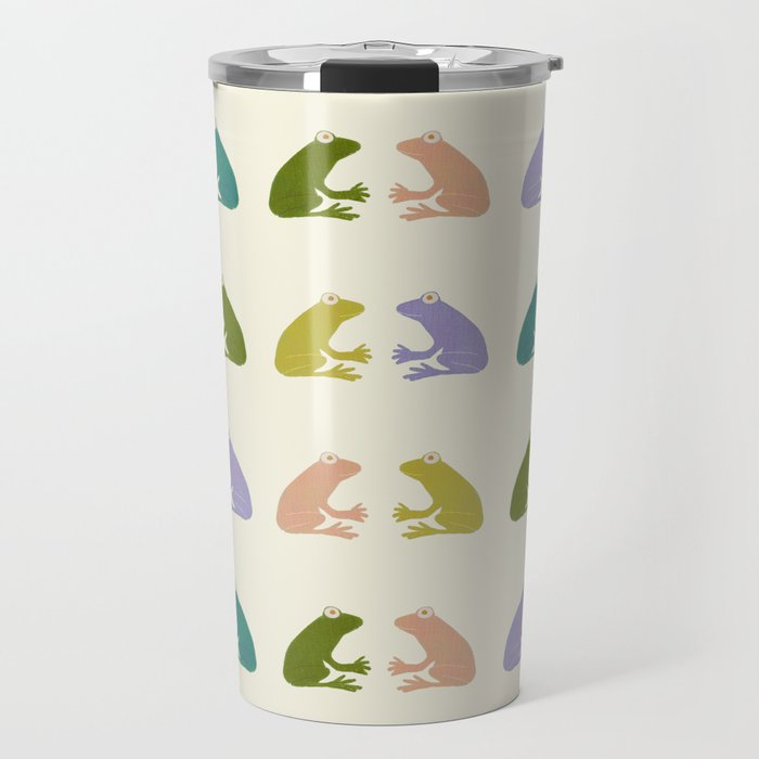 Frog friends pattern on cream Travel Mug Gallery Image 1