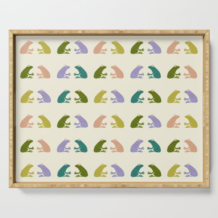Frog friends pattern on cream Serving Tray Gallery Image 1