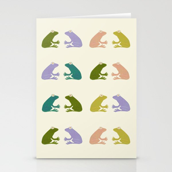 Frog friends pattern on cream Stationery Card Gallery Image 1