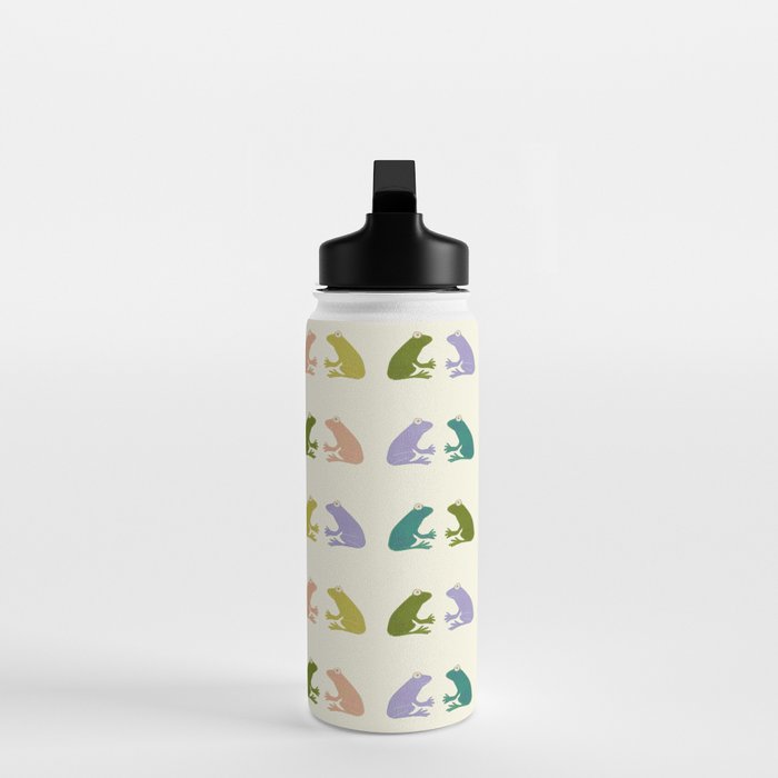 Frog friends pattern on cream Water Bottle Gallery Image 3