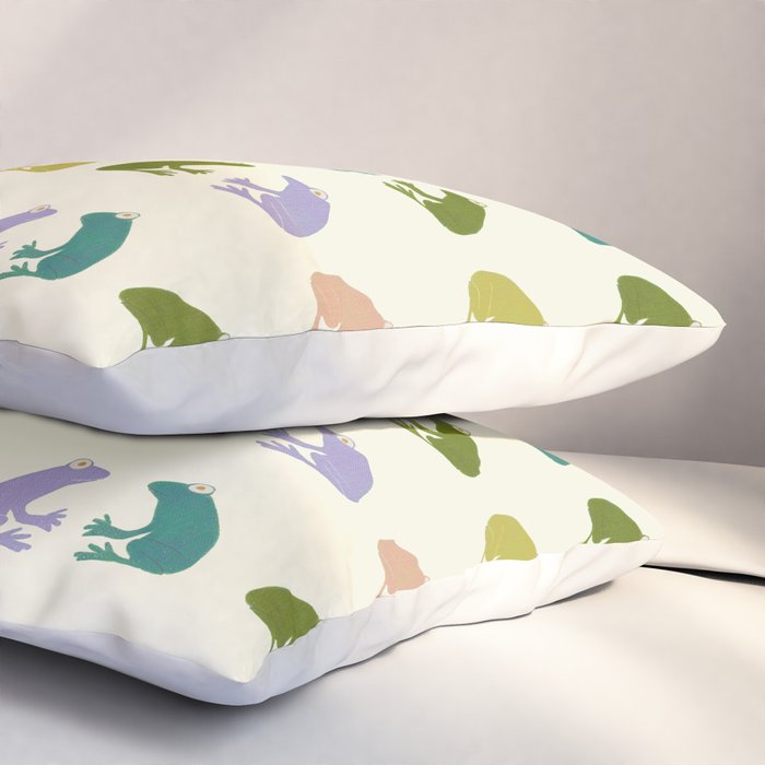 Frog friends pattern on cream Pillow Sham Gallery Image 3