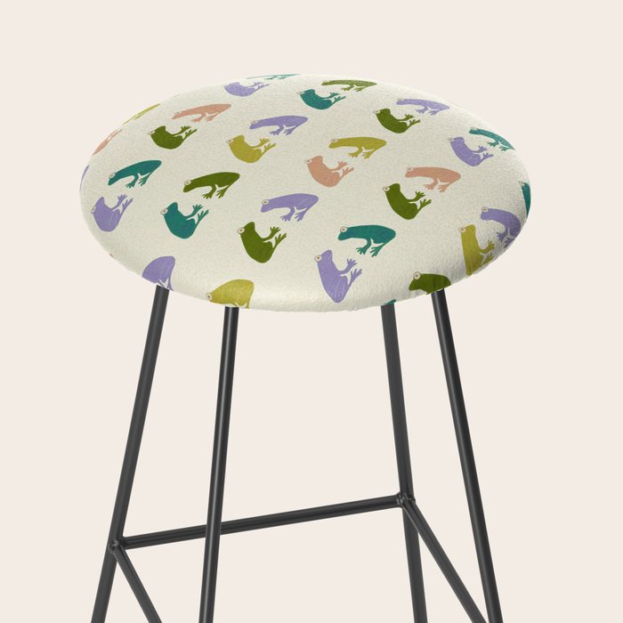 Frog friends pattern on cream Stool Gallery Image 2