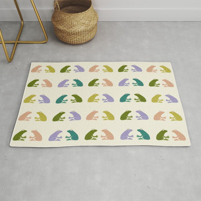 Frog friends pattern on cream Rug Gallery Image 1