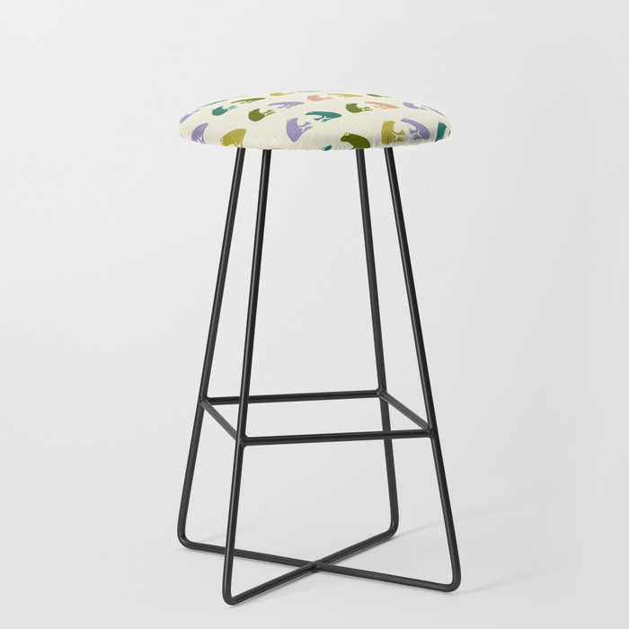 Frog friends pattern on cream Stool Gallery Image 1