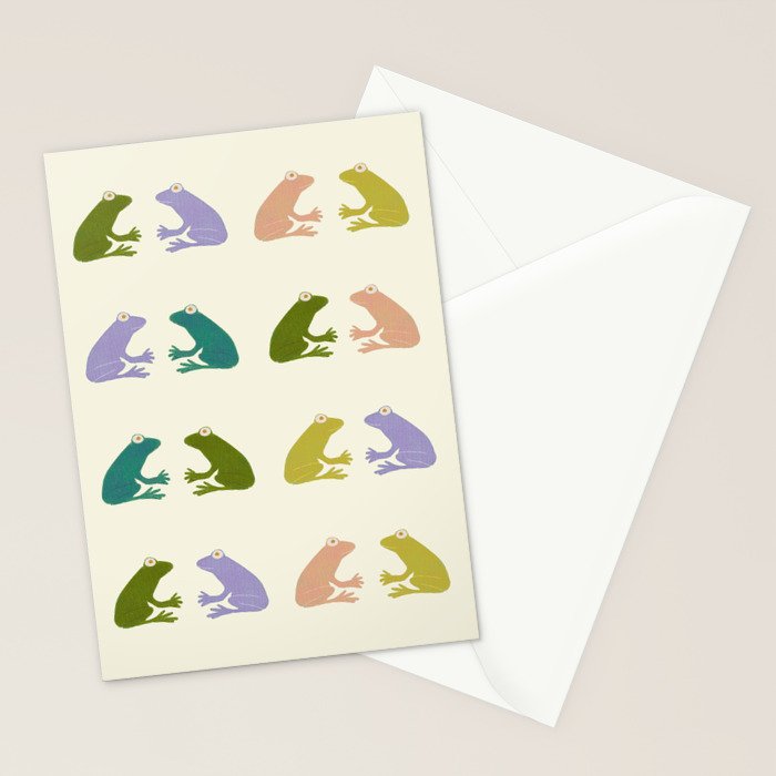 Frog friends pattern on cream Stationery Card Gallery Image 2