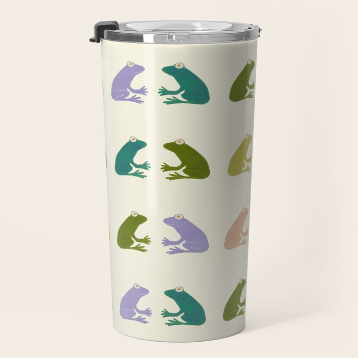 Frog friends pattern on cream Travel Mug Gallery Image 3