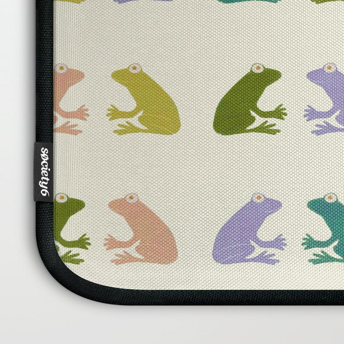 Frog friends pattern on cream Laptop Sleeve Gallery Image 3