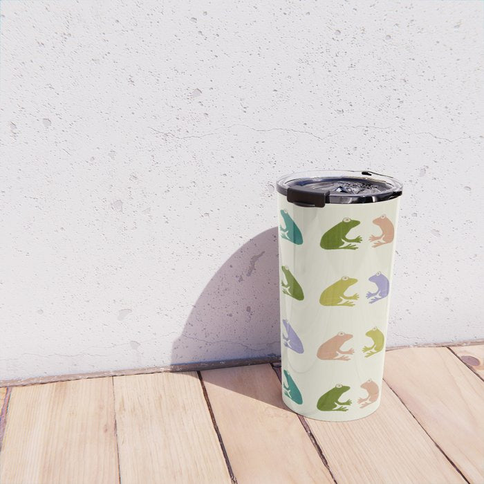 Frog friends pattern on cream Travel Mug Gallery Image 4