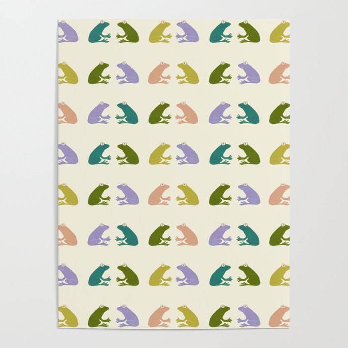 Frog friends pattern on cream Poster Gallery Image 1