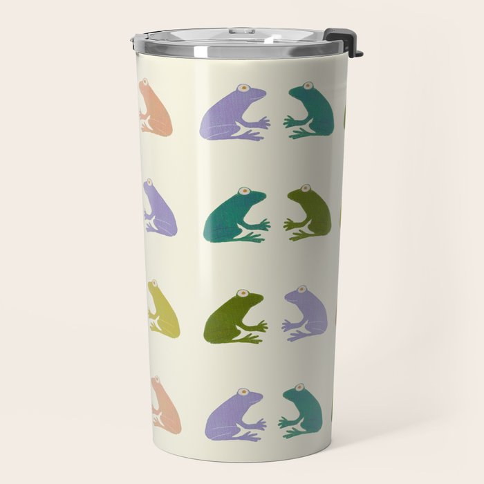 Frog friends pattern on cream Travel Mug Gallery Image 2