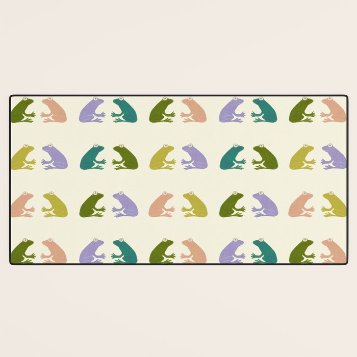 Frog friends pattern on cream Desk Mat Gallery Image 3