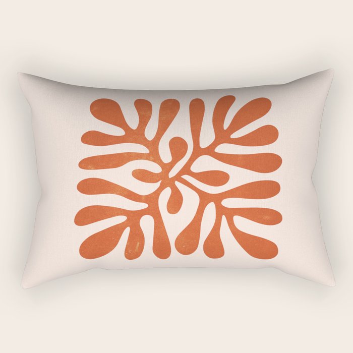 Nature Leaf Cutouts III: Terracotta Edition | Mid-Century Henri Matisse Series Rectangular Pillow Gallery Image 2